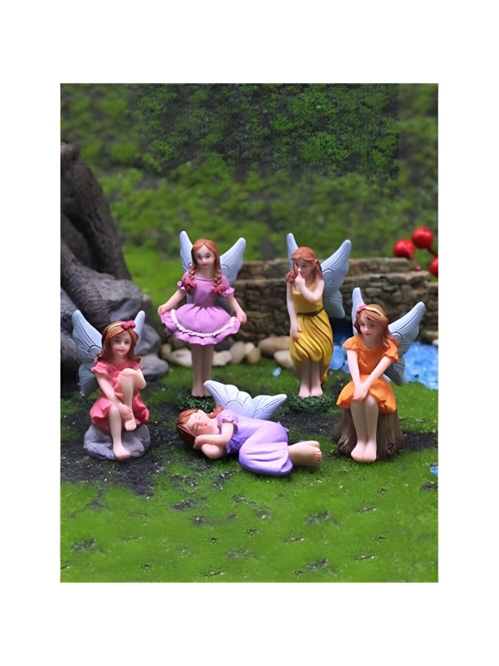 Miniature Fairy Garden Figurines 5Pcs, Small Flower Fairies Ornaments Resin
